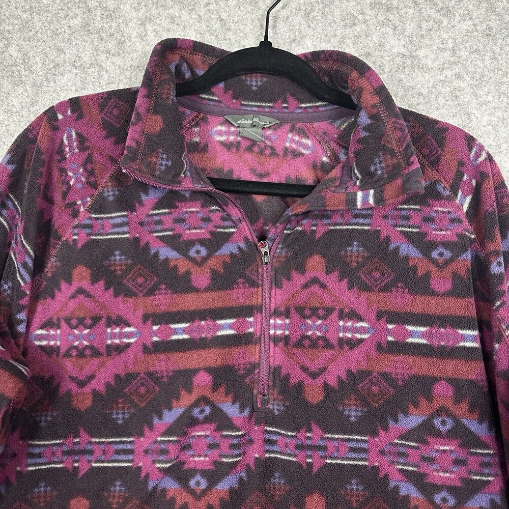 Eddie Bauer Aztec Fleece Pullover Top Womens 2XL 1/4 Zip Western Hiking Colorful - Picture 2 of 16